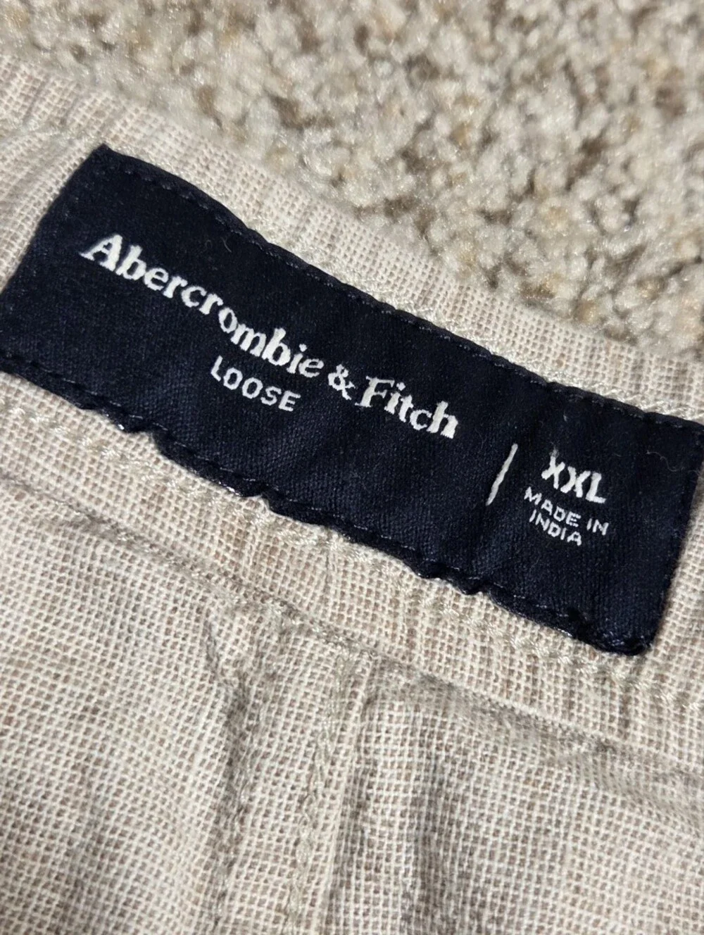 Abercrombie & Fitch Linen Blend Loose Pull On Pants Men's XXL Khaki Light Beige